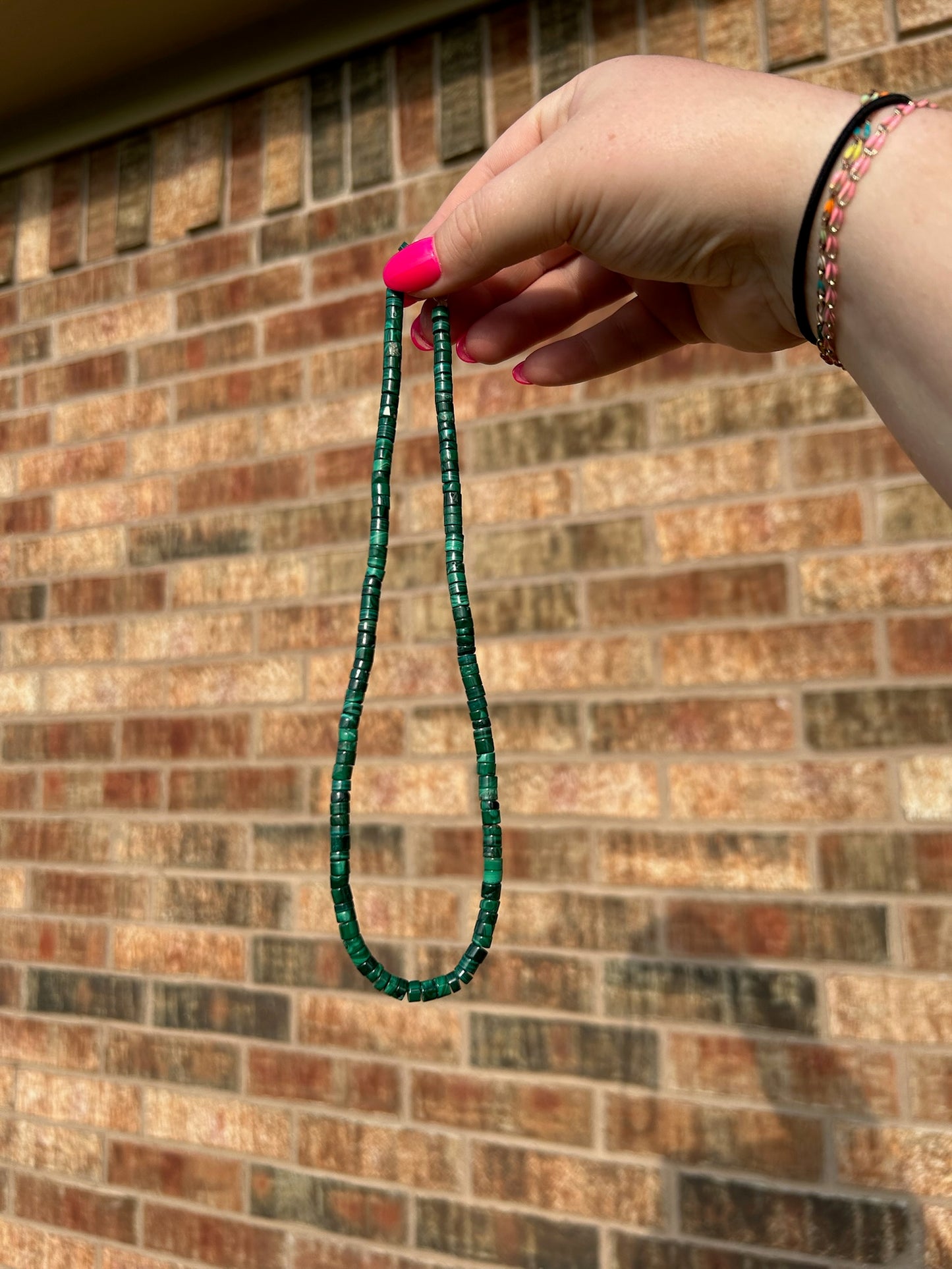 16” Green Malachite Disc Necklace