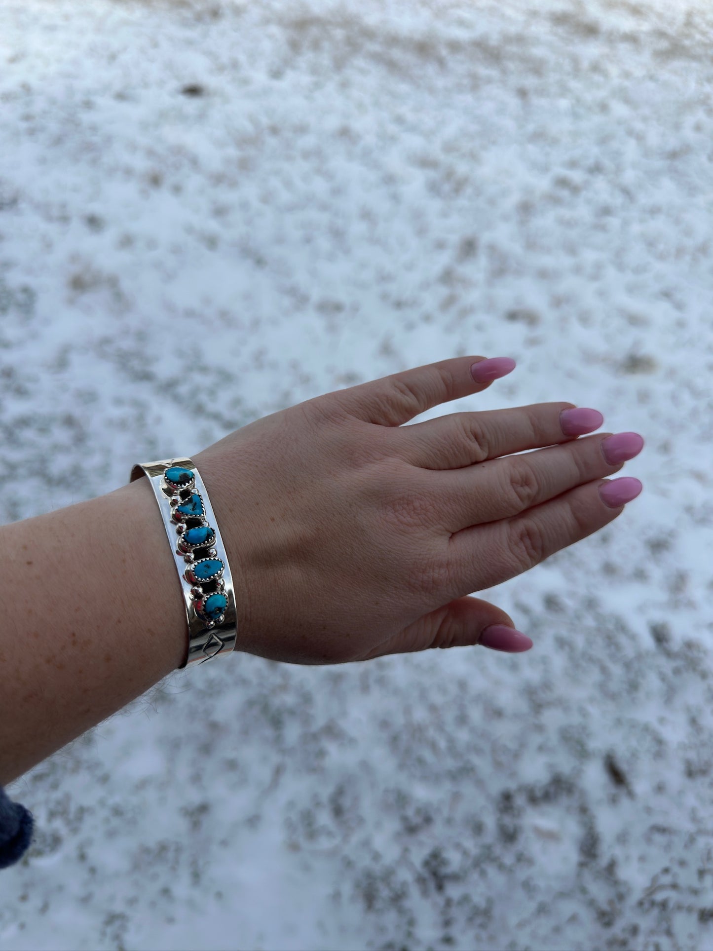 Turquoise 5-Stone Wide Band Cuff