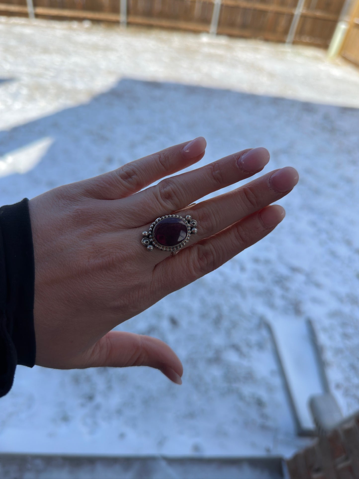 Purple Spiny Circle Ring with Bead Detail - size 9