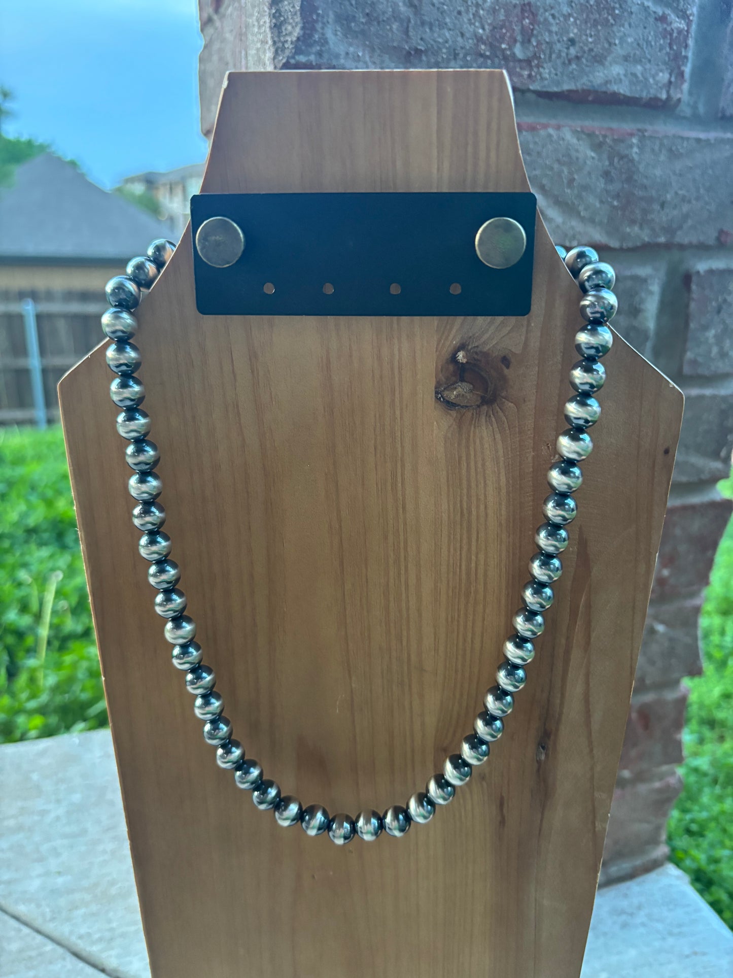 22" 10mm Sterling Silver Pearl Necklace