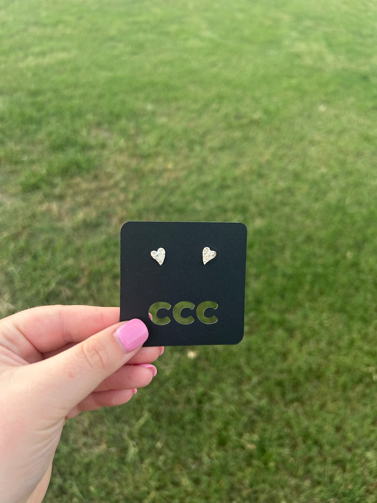 Sterling Small Hammered Heart Earrings