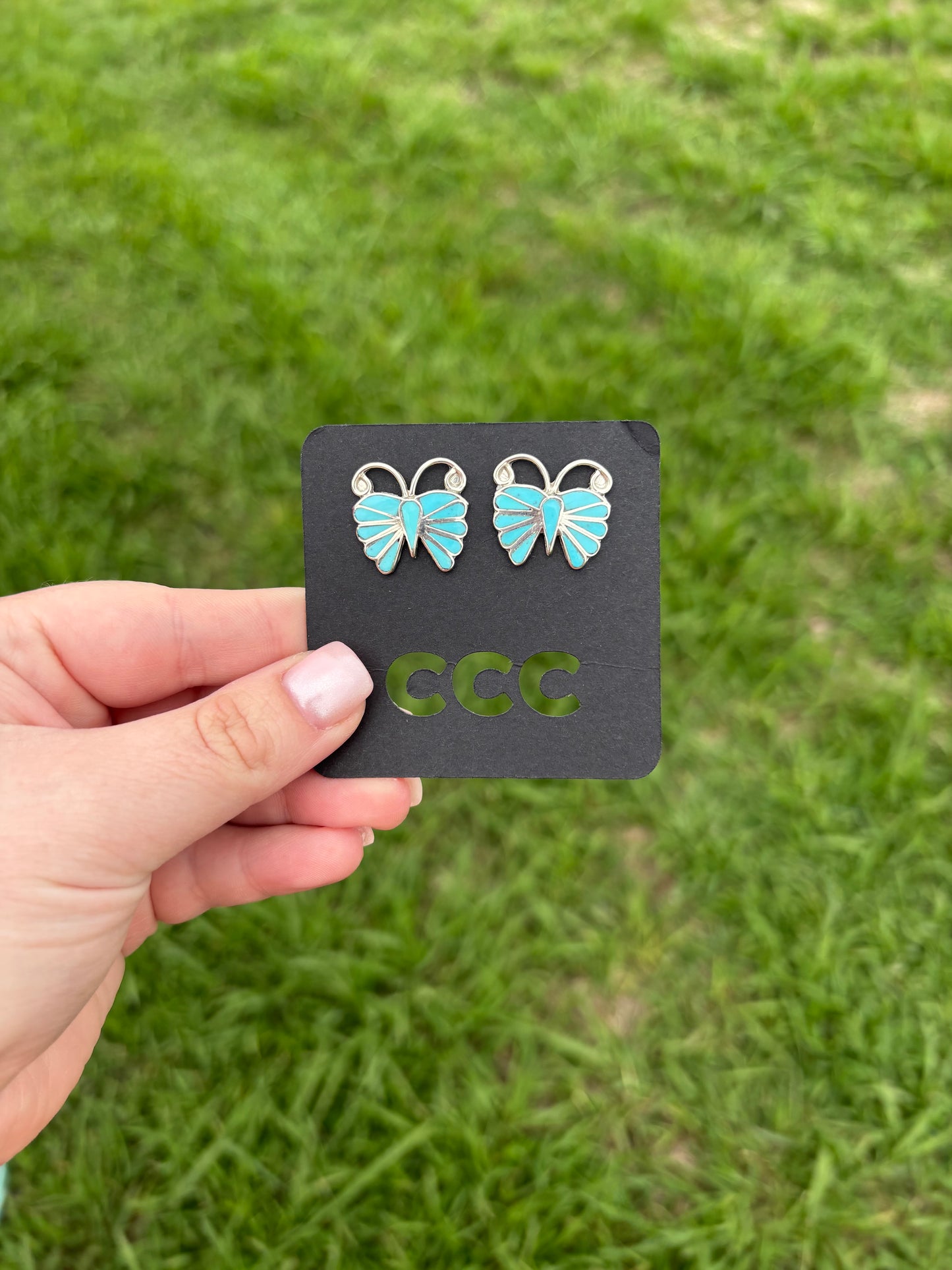 Turquoise Inlayed Butterfly Earrings