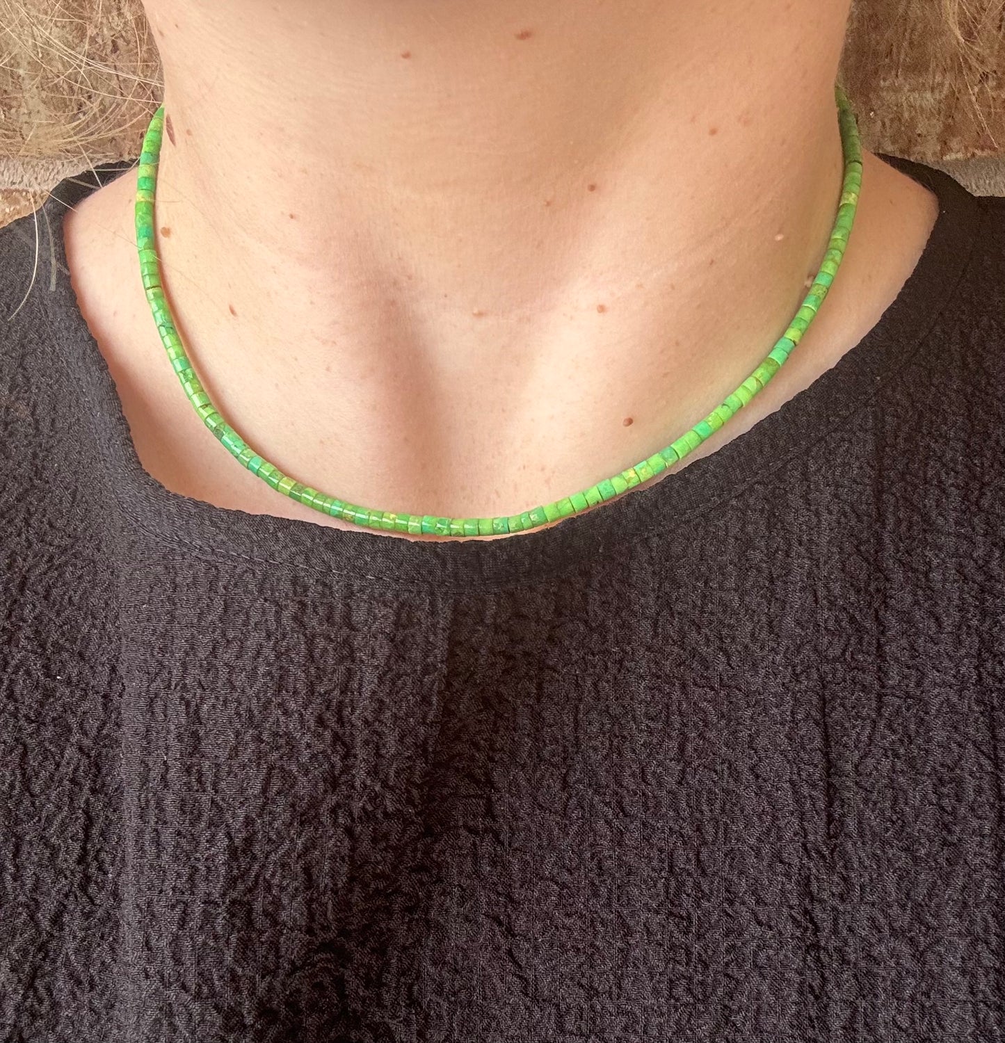 Green Mojave Disc Necklace - 16"