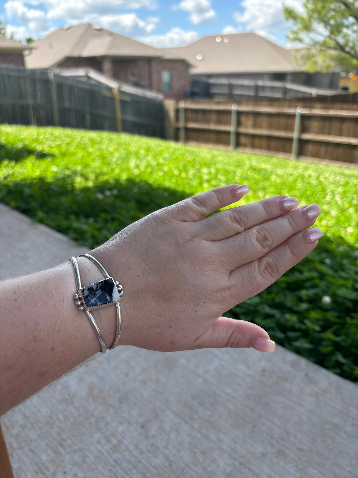 Zebra Jasper Rectangle Split Open Band Cuff