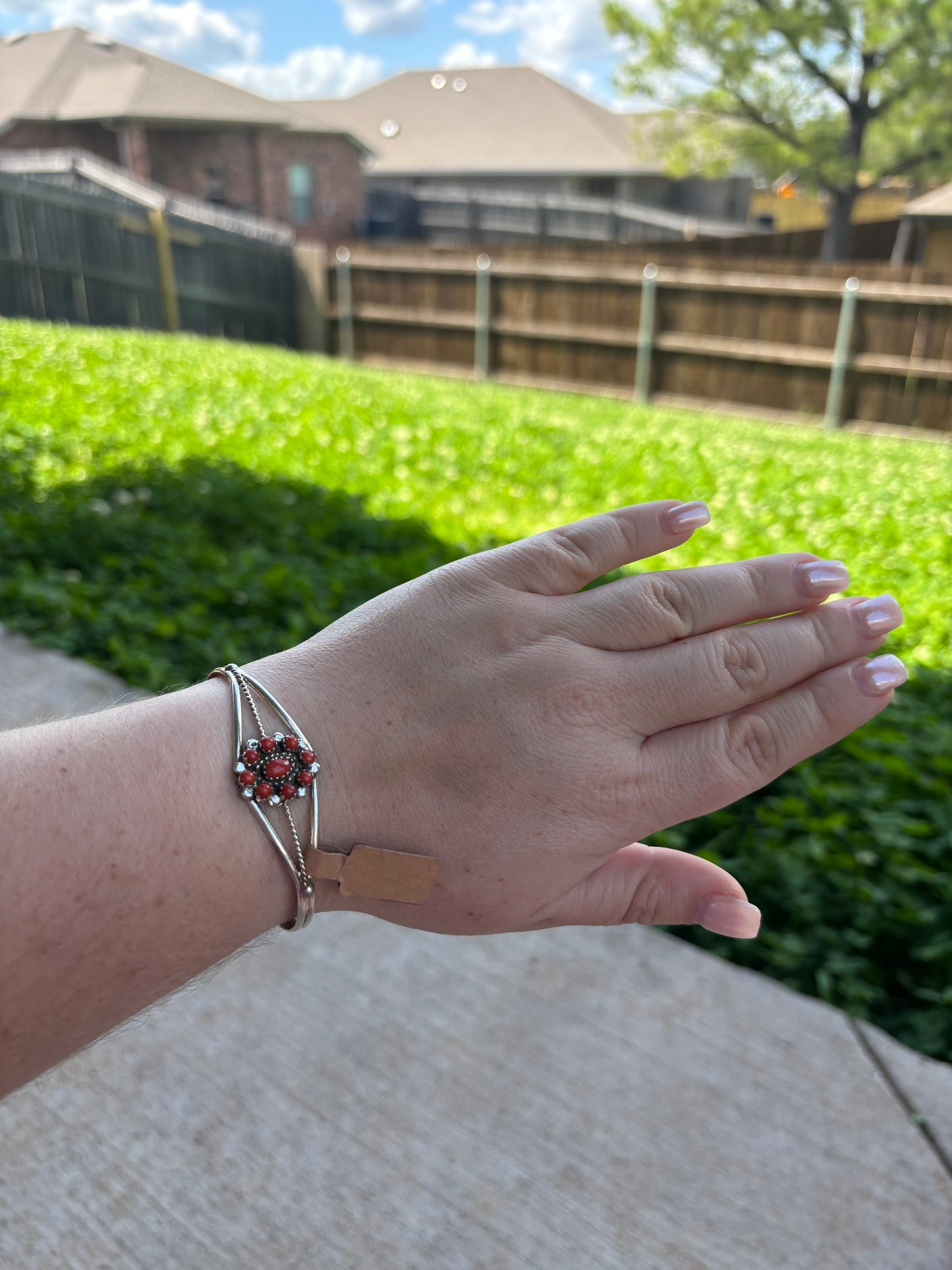 Red Coral Mini Flower Cluster Cuff