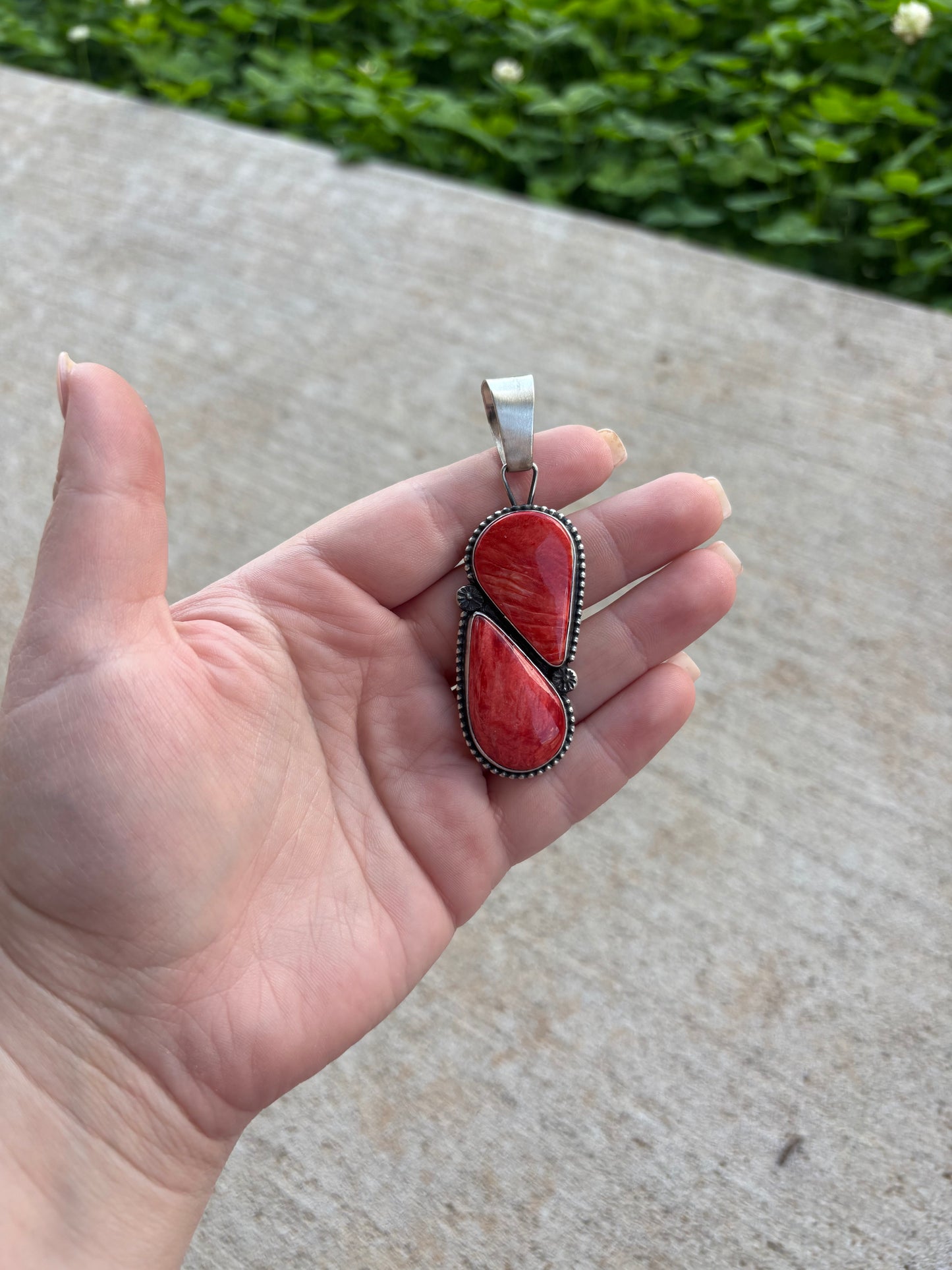 Natural Spiny Two-Stone Teardrop Pendant