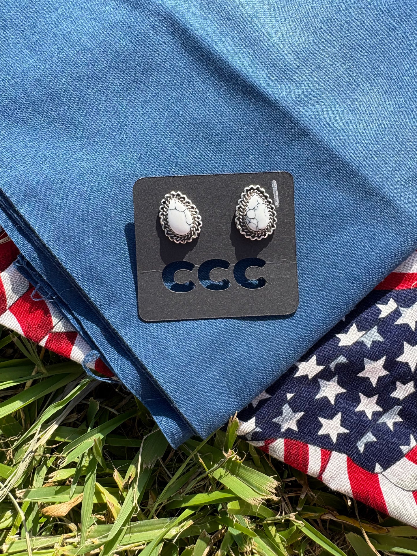 White Buffalo Teardrop Scroll Earrings - MULTIPLE VARIATIONS