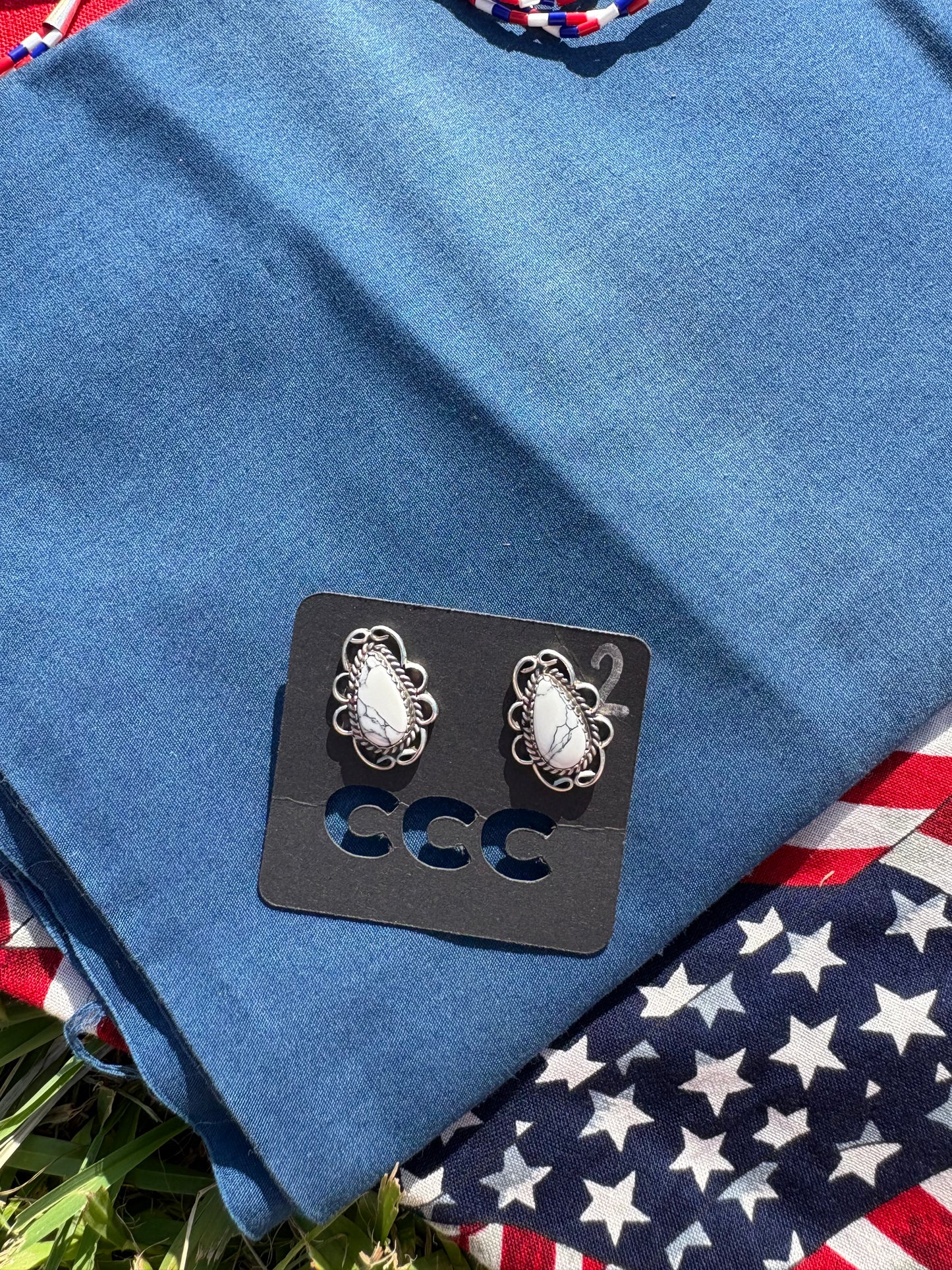 White Buffalo Teardrop Scroll Earrings - MULTIPLE VARIATIONS