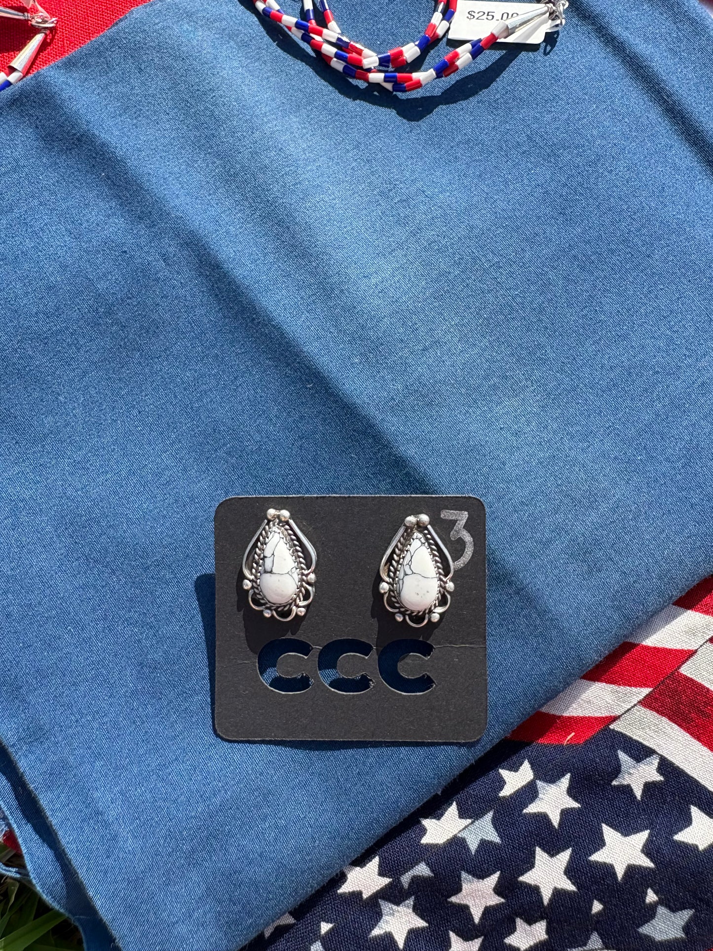 White Buffalo Teardrop Scroll Earrings - MULTIPLE VARIATIONS