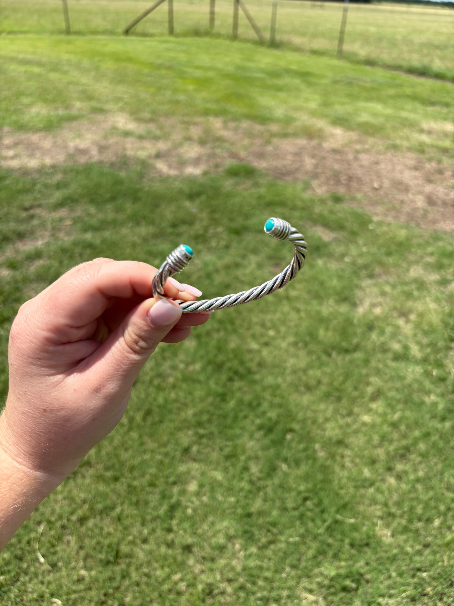 Turquoise and Sterling DY Dupe Floater Cuff