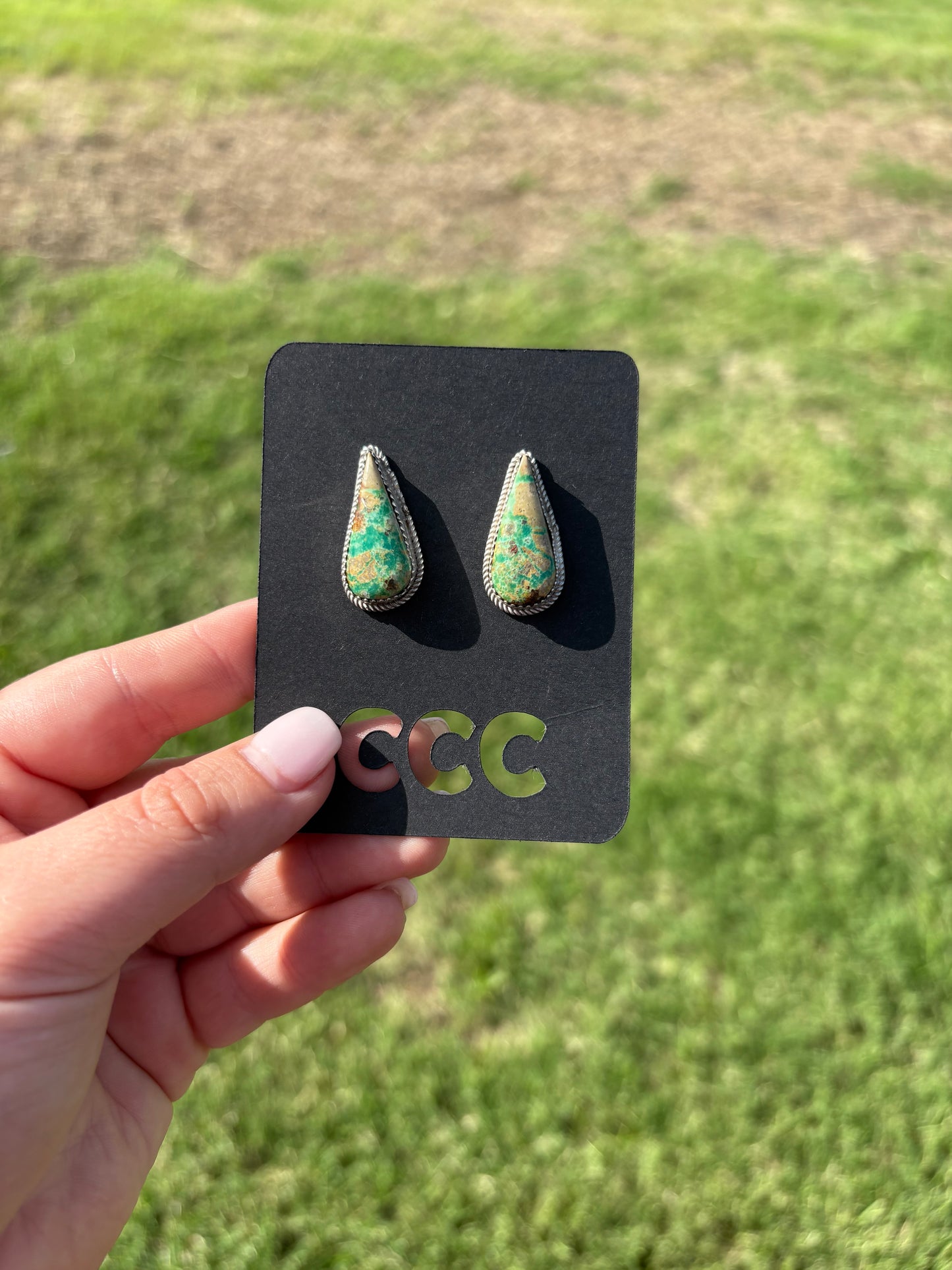Boulder Turquoise Teardrop Studs