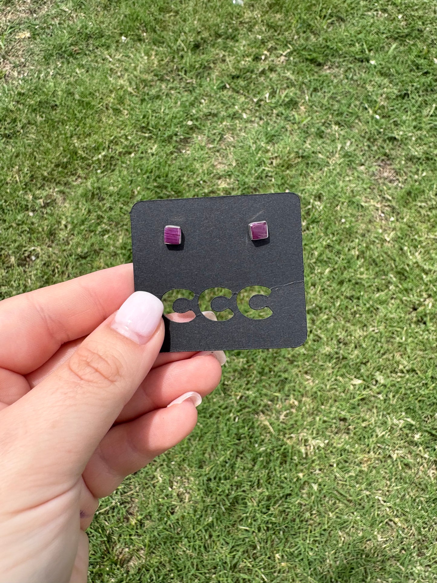 Purple Spiny Simple Square Studs XS