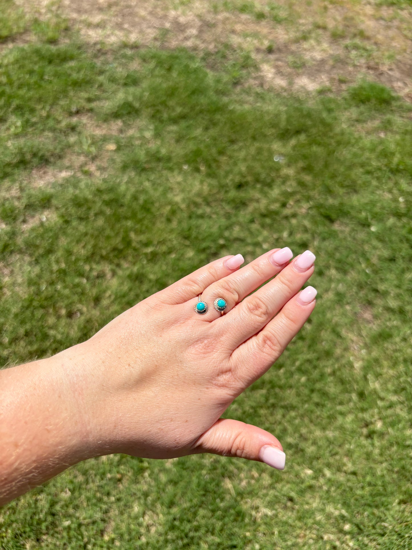 Turquoise 2-Small Stone Adjustable Ring
