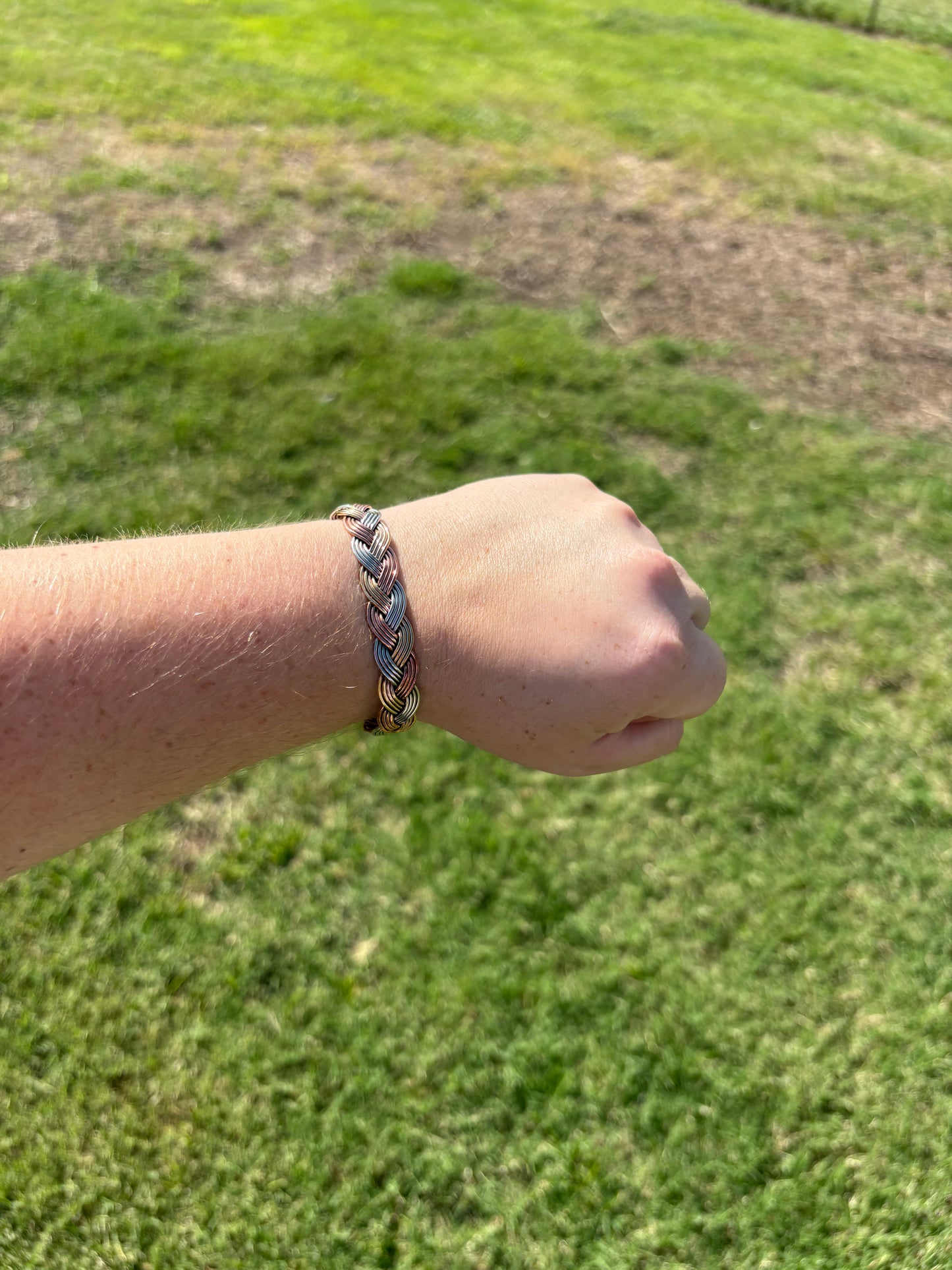 Brass, Sterling, and Copper Braided Cuff