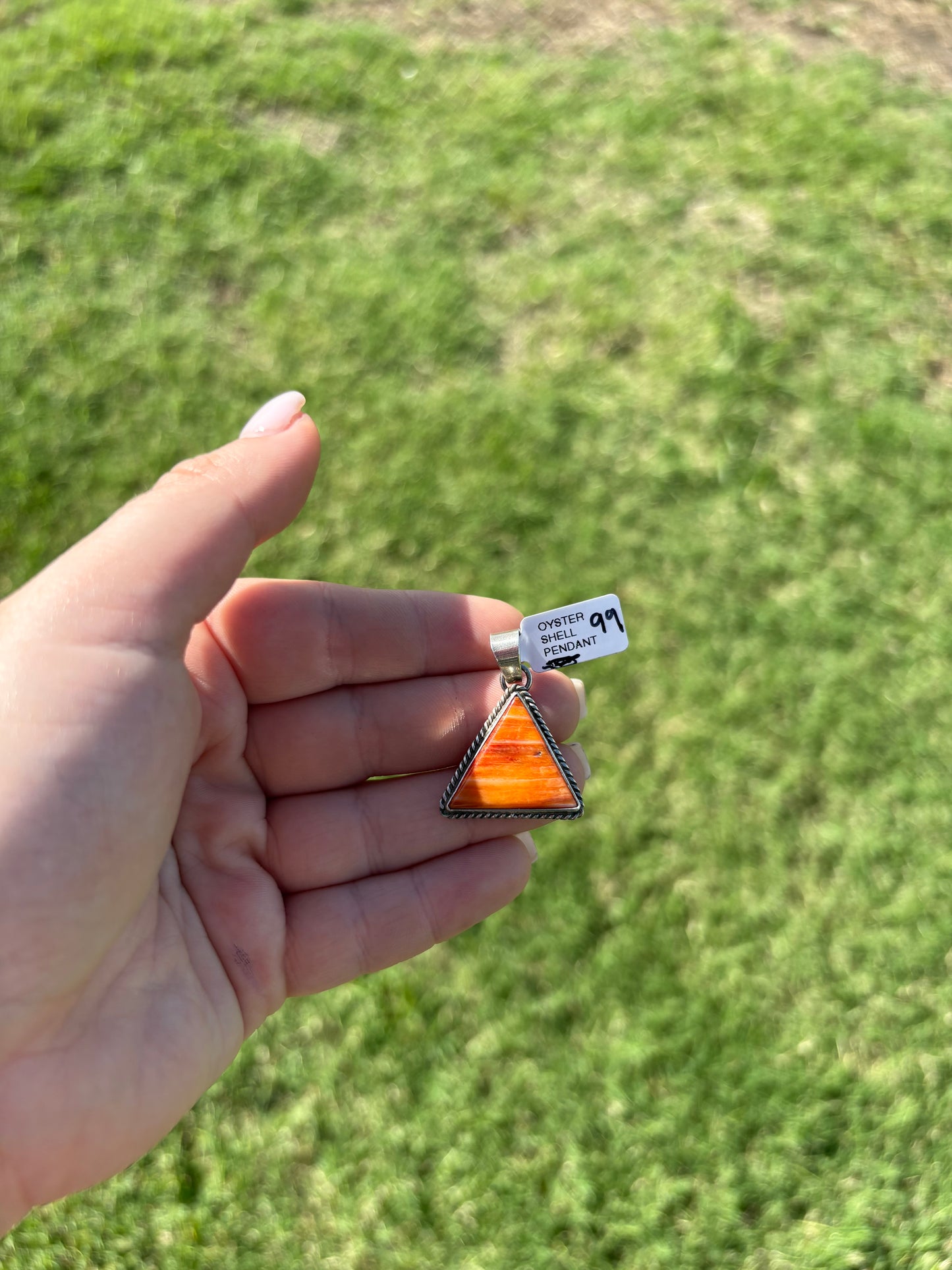 Orange Spiny Medium Triangle Rope Edge Pendant