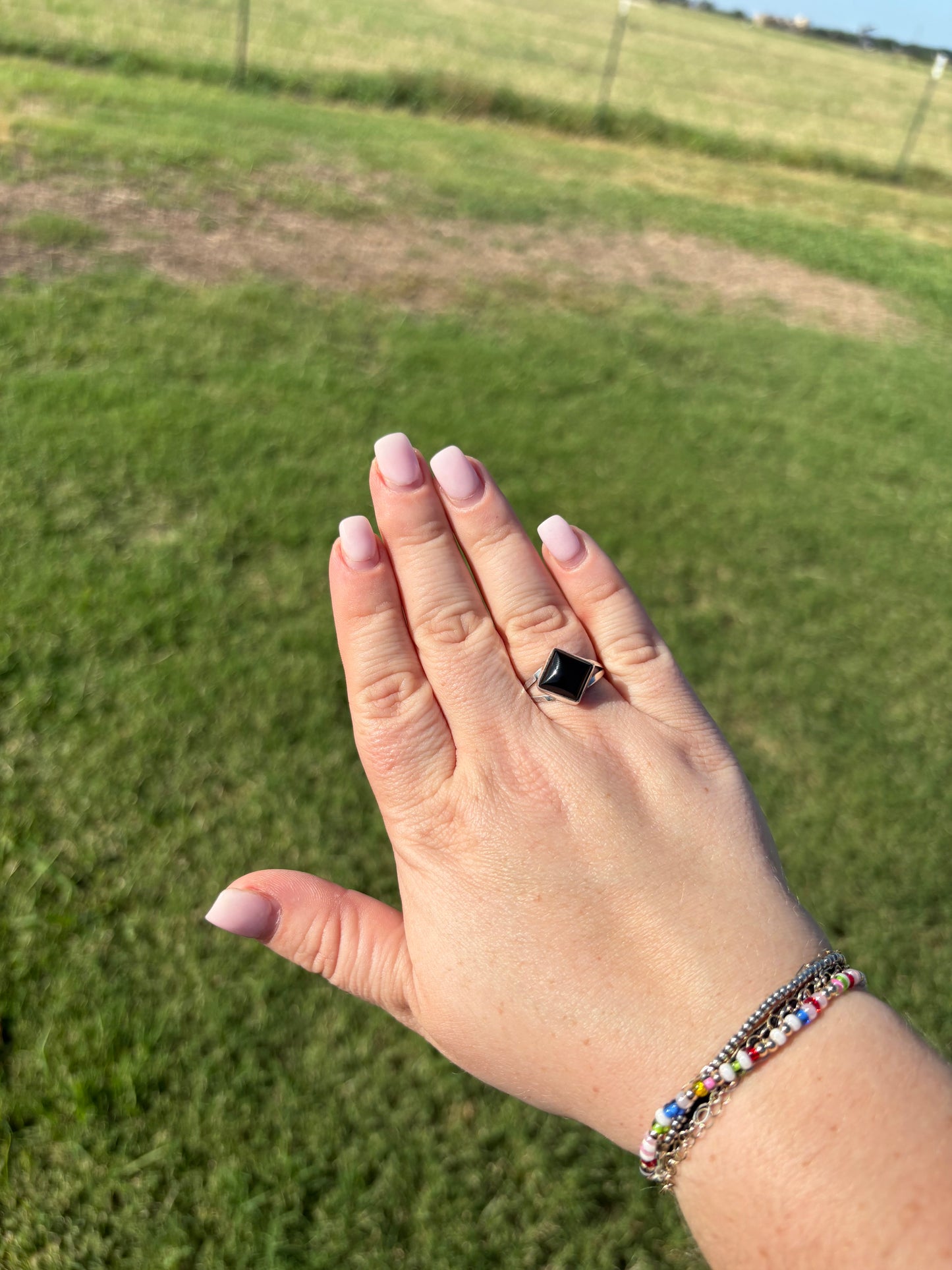 Black Onyx Single Stone Diamond Shape Rings - MULTIPLE SIZES