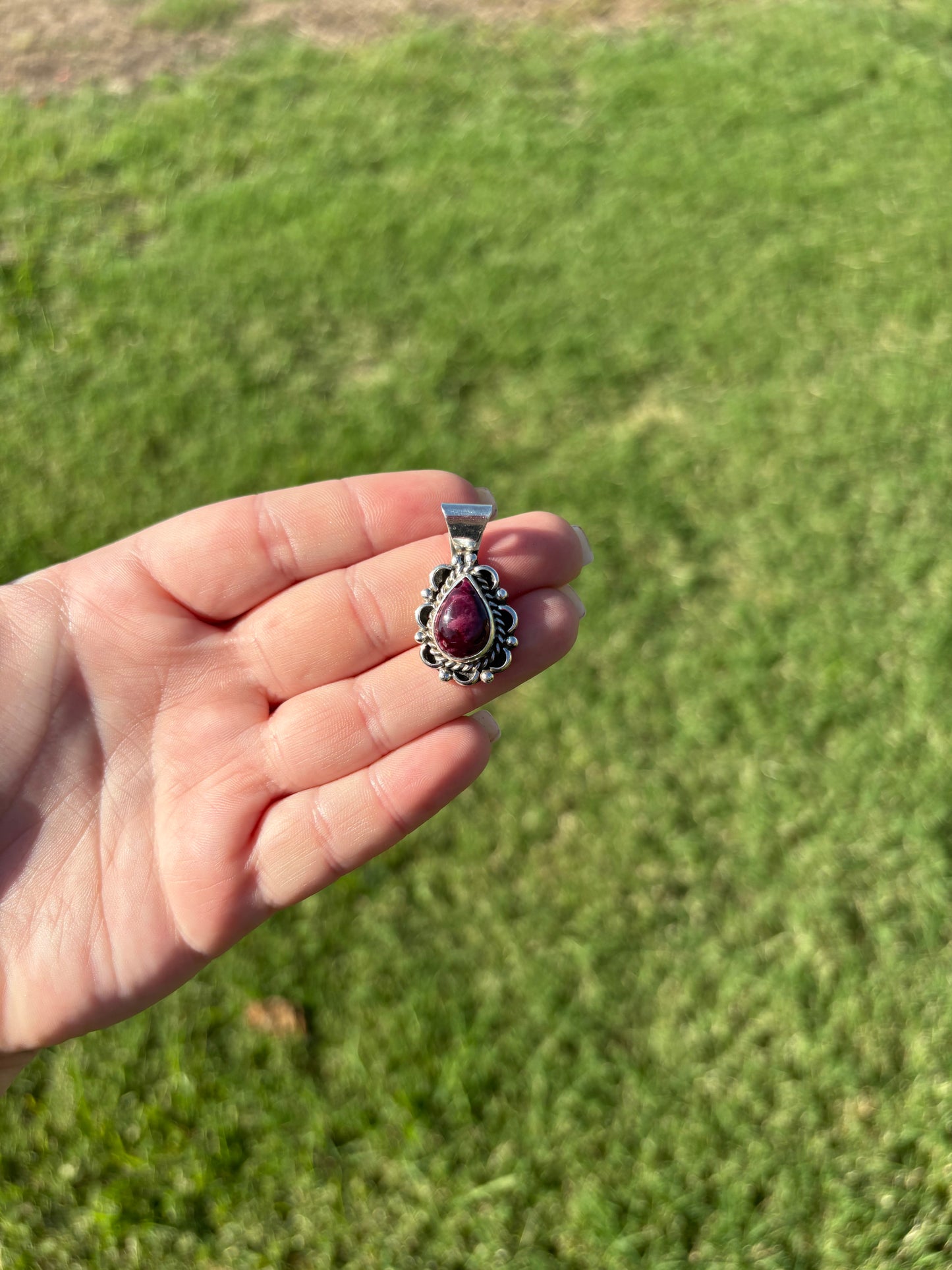 Purple Spiny Medium Teardrop Scroll Pendant