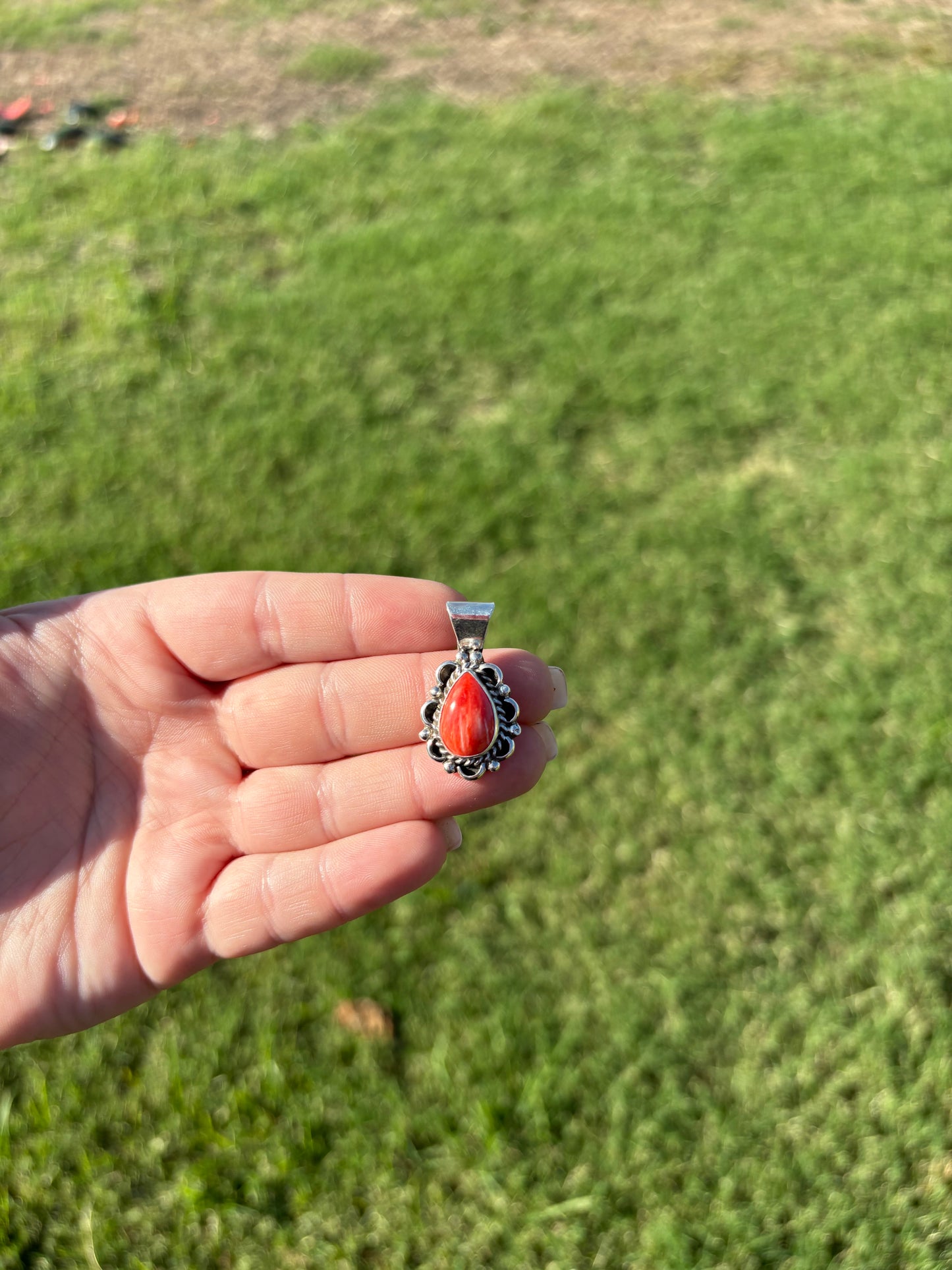 Natural Spiny Medium Teardrop Scroll Pendant