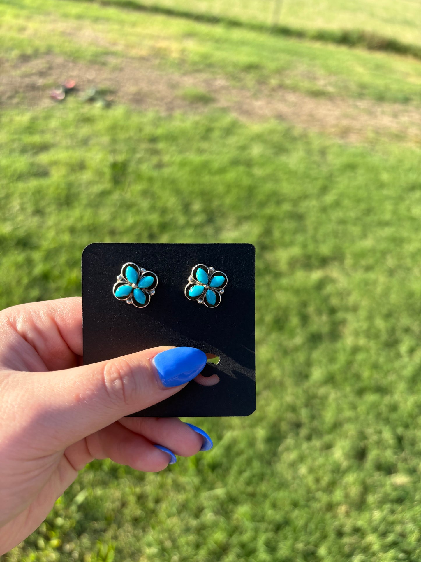 Turquoise 4-Stone Small Cluster Studs