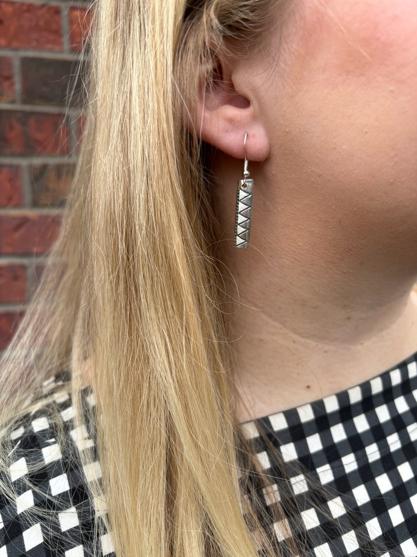Stamped Sterling Small Dangle Earrings