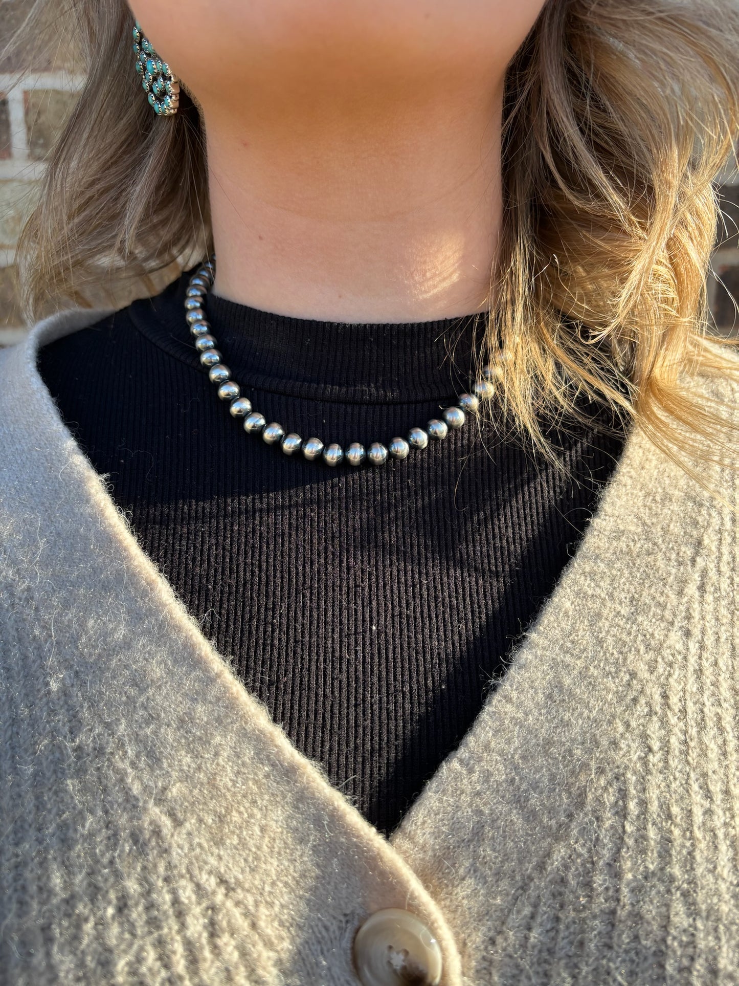16" 8mm Sterling Silver Pearl Necklace