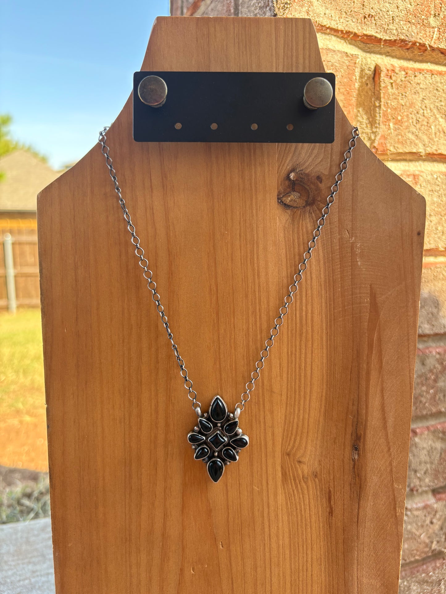 Black Onyx Large Cluster Necklace