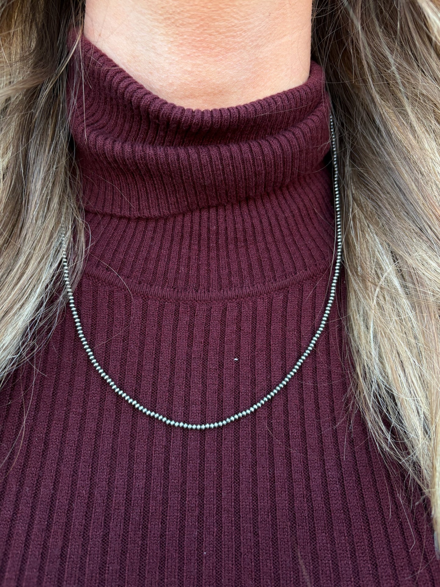 20" 2mm Sterling Silver Pearl Necklace