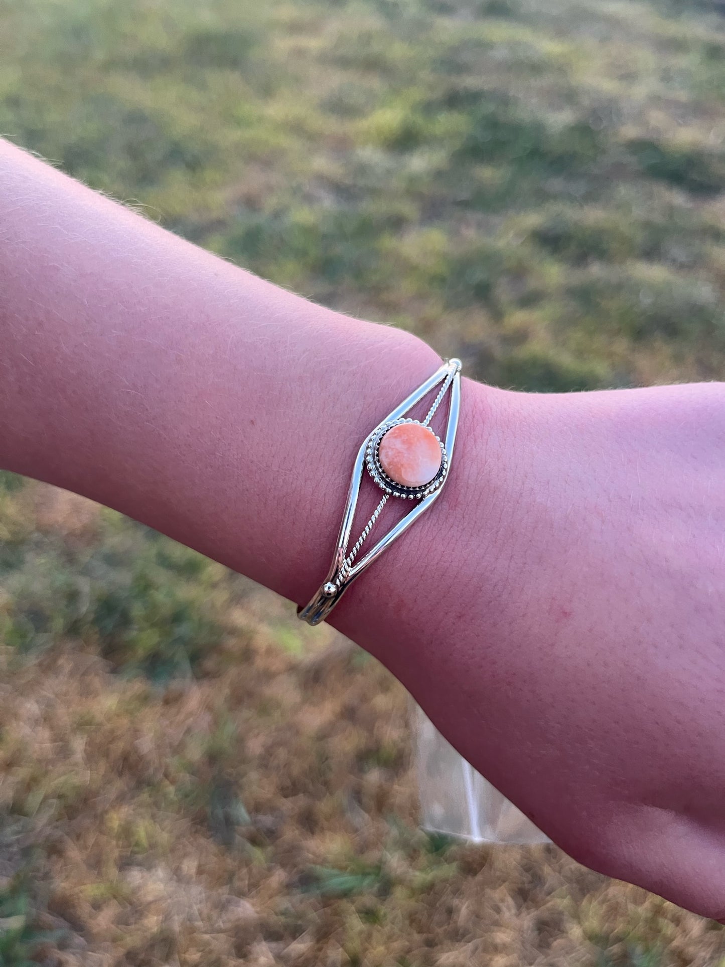 Orange Spiny Single-Stone Cuff