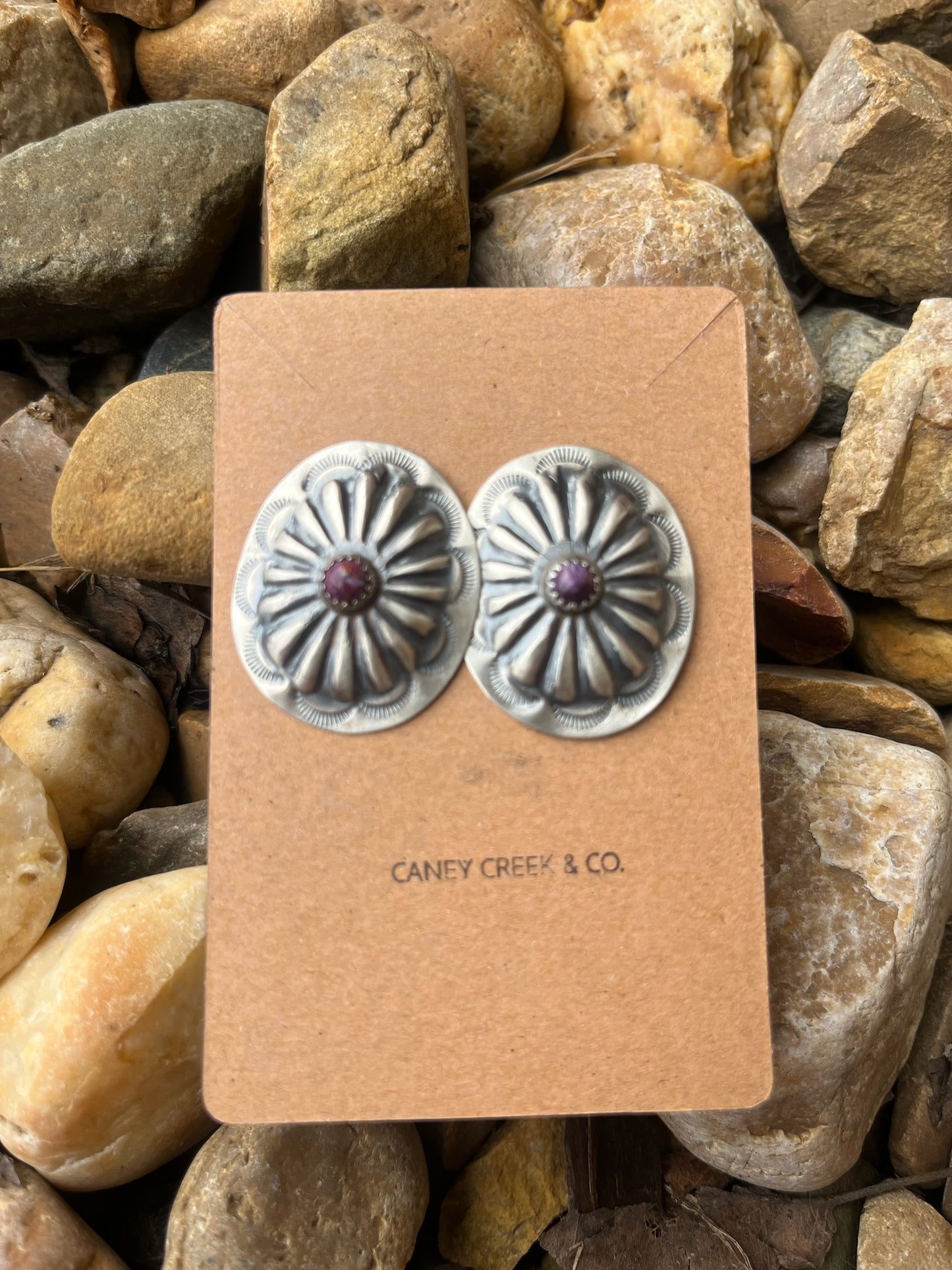 Purple Spiny Stamped Sterling Concho Studs