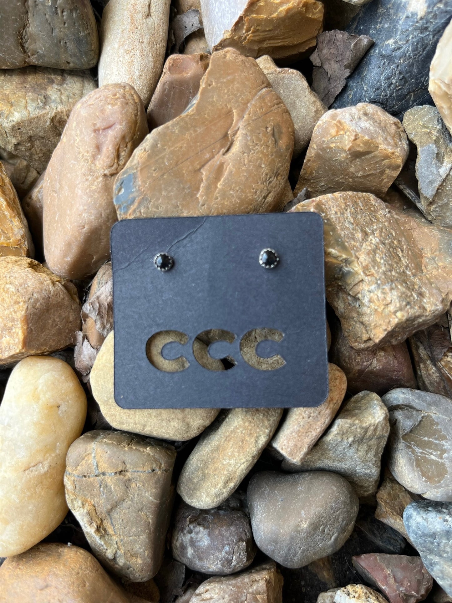Black Onyx Simple Circle Studs XXS