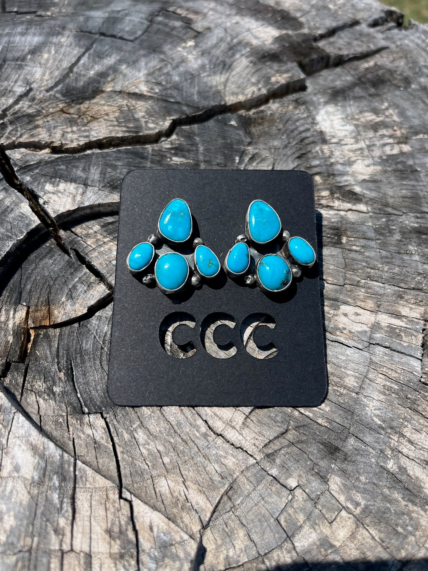 Turquoise Medium 4-Stone 1/4 Cluster Earrings