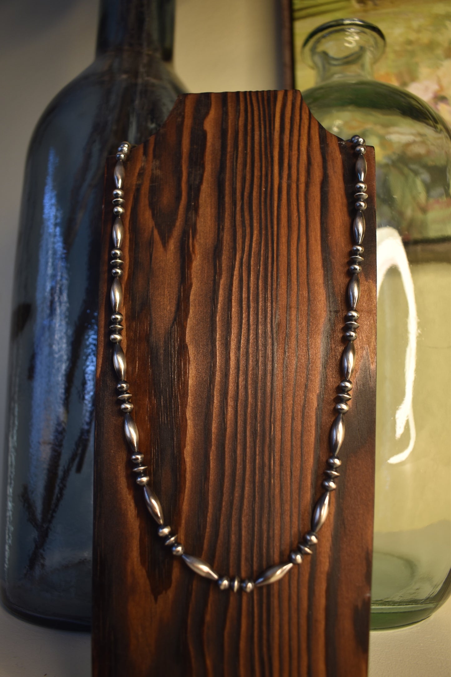 22" Torpedo Sterling Silver Pearl Necklace