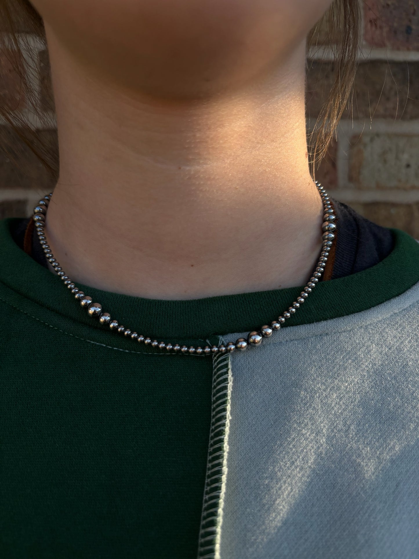 16" 3-6mm Variated Sterling Silver Pearl Necklace