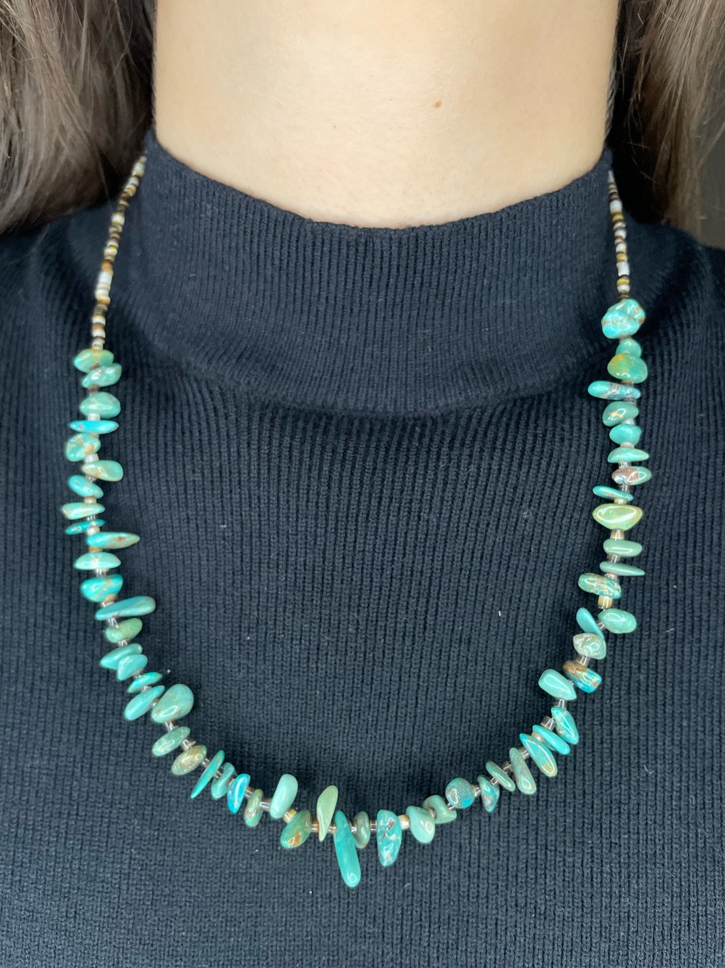 Turquoise Heishi Bead Necklace - 24"