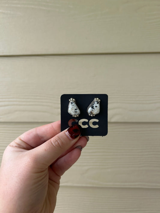 White Buffalo Triangle Studs with Detail
