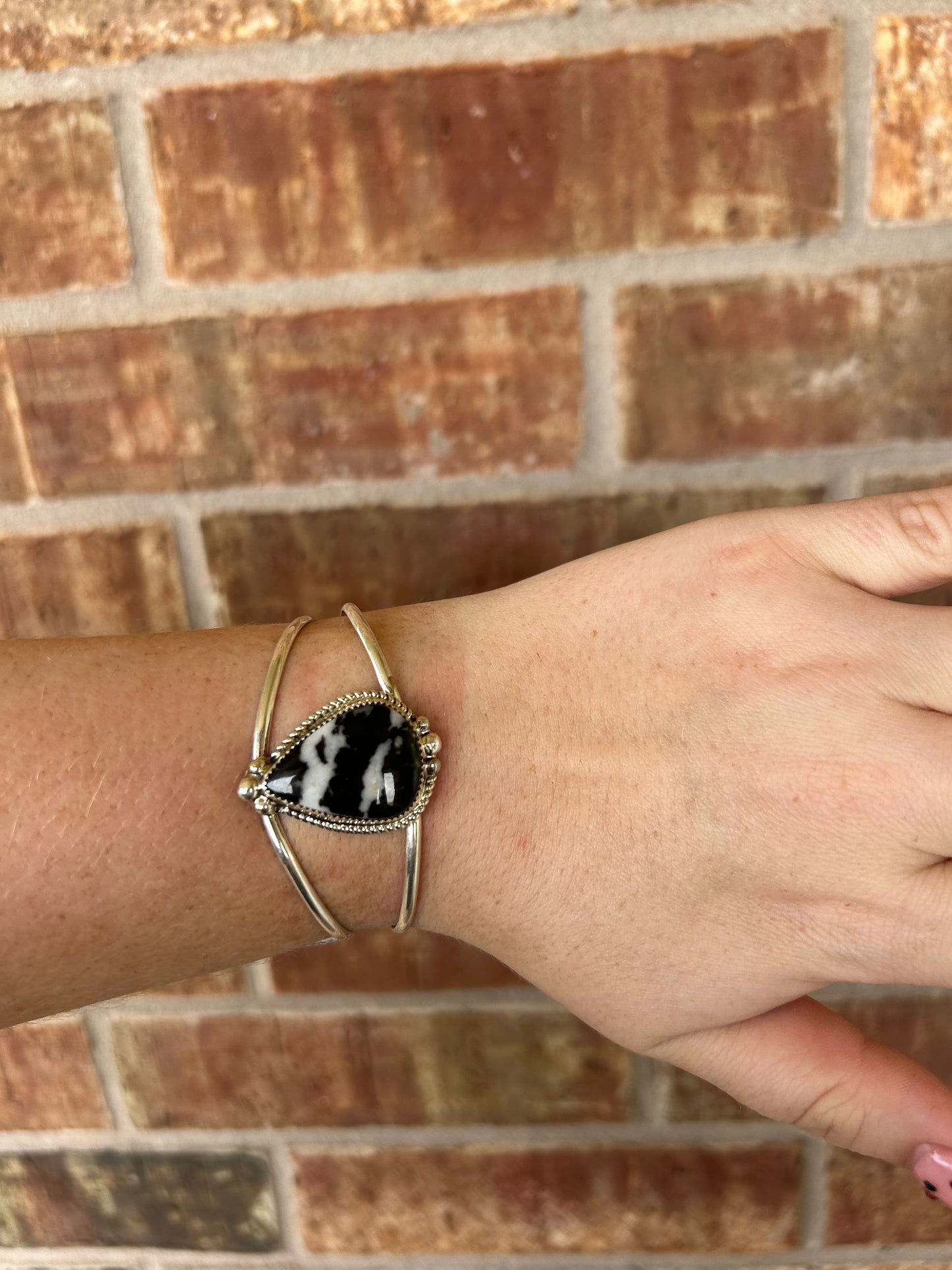 Zebra Jasper Teardrop Split Band Cuff