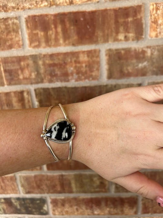 Zebra Jasper Teardrop Split Band Cuff