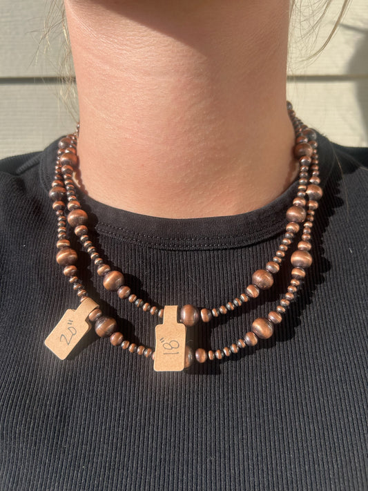 4mm-10mm Variated Copper Pearl Necklace - MULTIPLE LENGTHS