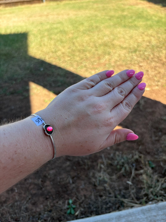 Pink Opal Heart Cuff
