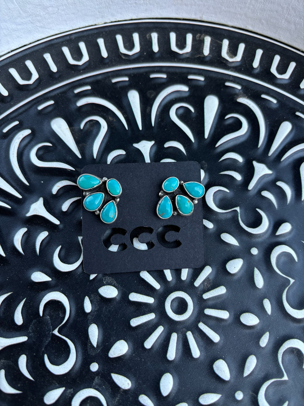 Turquoise 1/4 Cluster Earrings