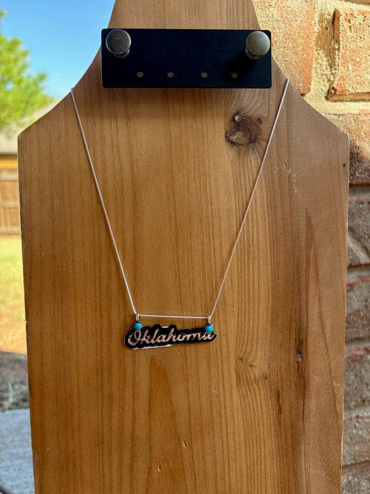 Oklahoma Sterling Engraved Necklace