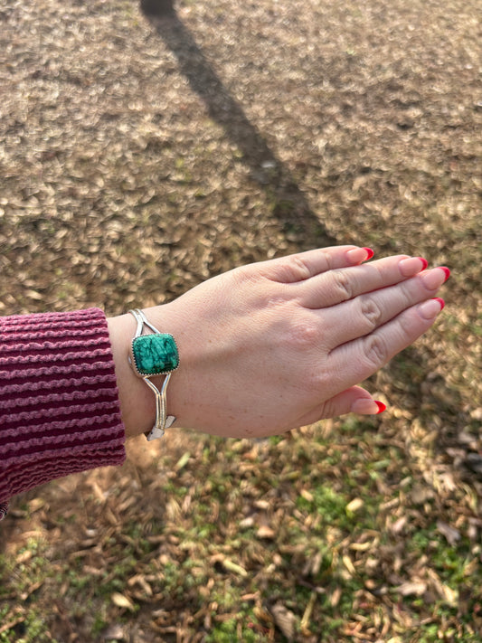 Malachite Square Split Band Cuff