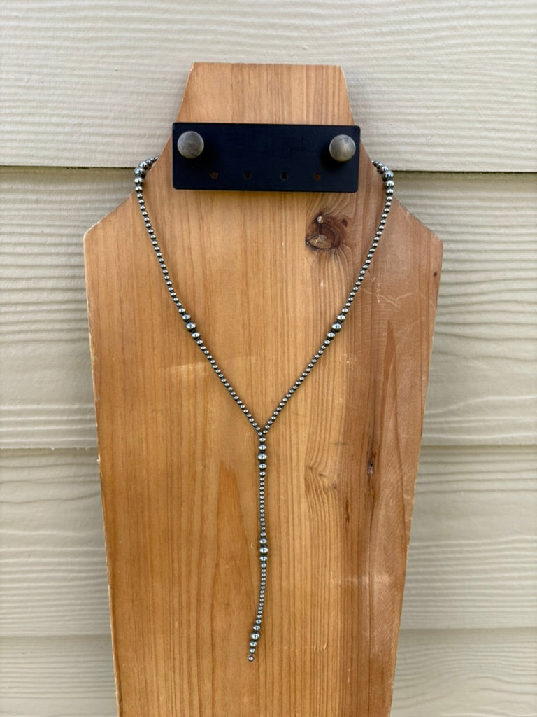 18" 3-6mm Graduated Pearl Lariat w/ 5.5" Drop
