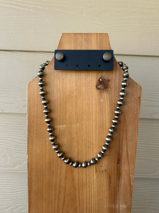 10mm and 8mm Variated Sterling Pearl Necklace - 20"