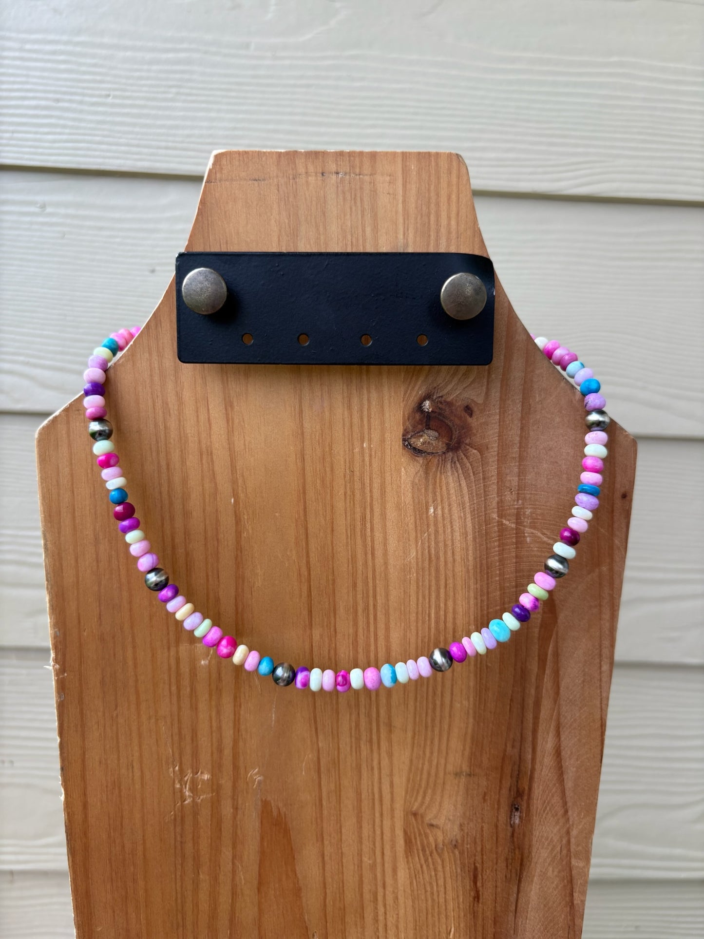 Sprinkle Rondelle Necklace with 6mm Sterling Pearls - 17.5"