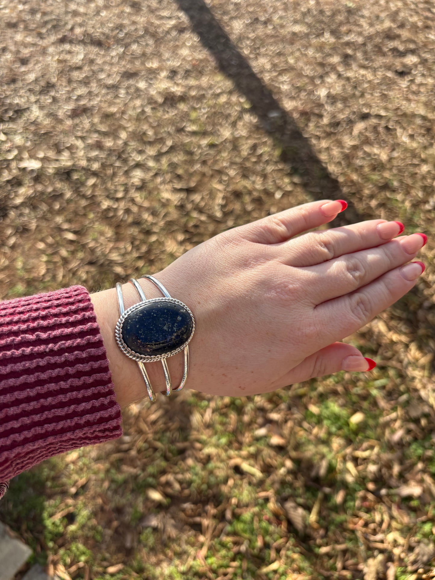 Lapis Statement Oval Triple Band Cuff