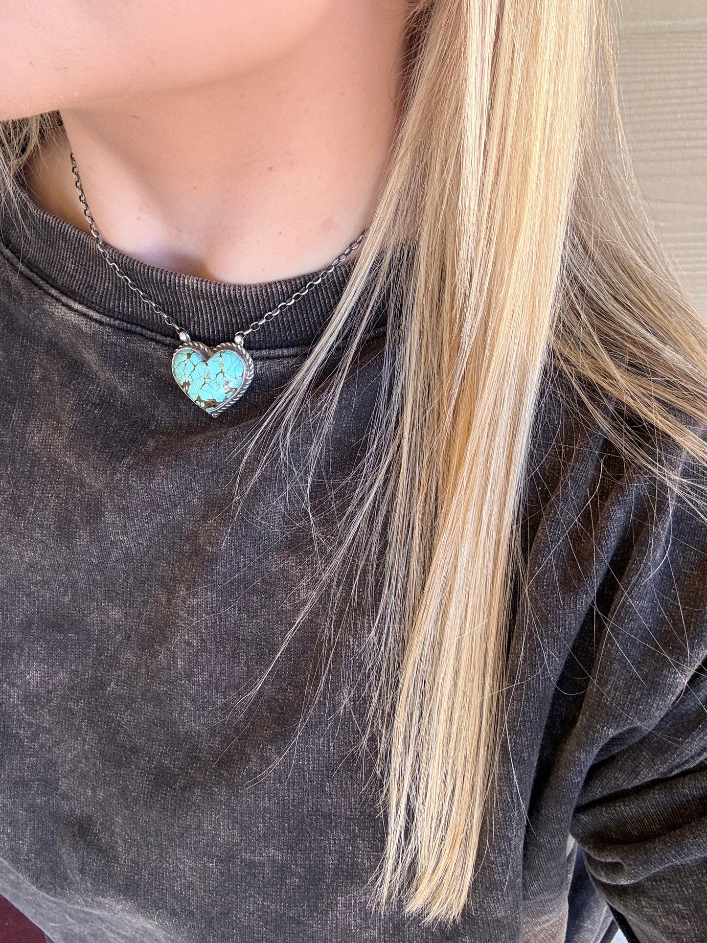 Turquoise Heart Necklace - 16"