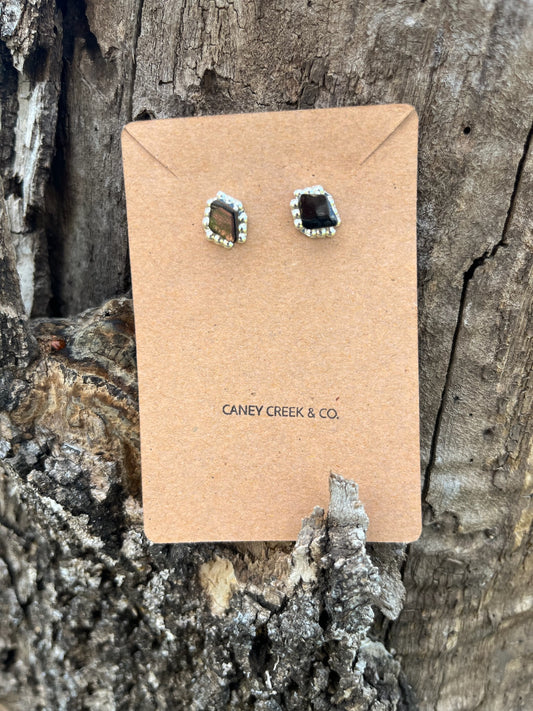 Black Onyx Extra Small Diamond Studs with Detail