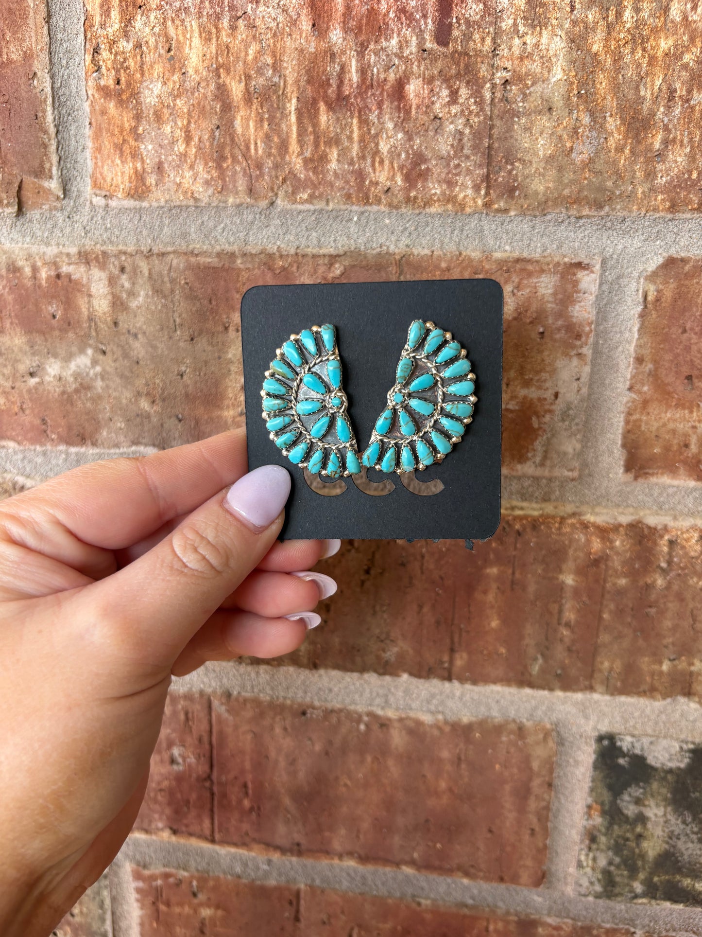 Turquoise 1/2 Cluster Earrings Large