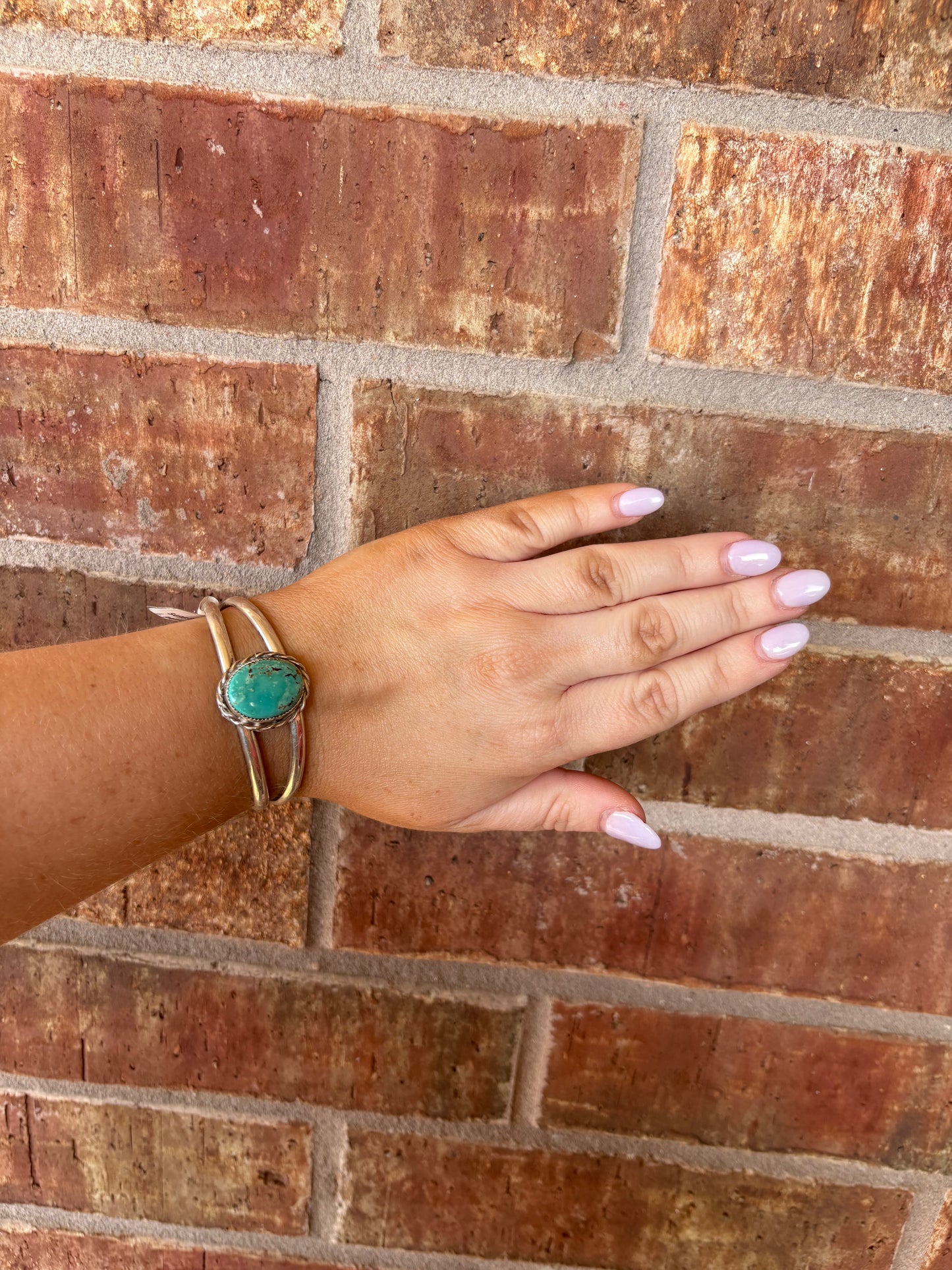 Turquoise Oval Rope Border Split Band Cuff